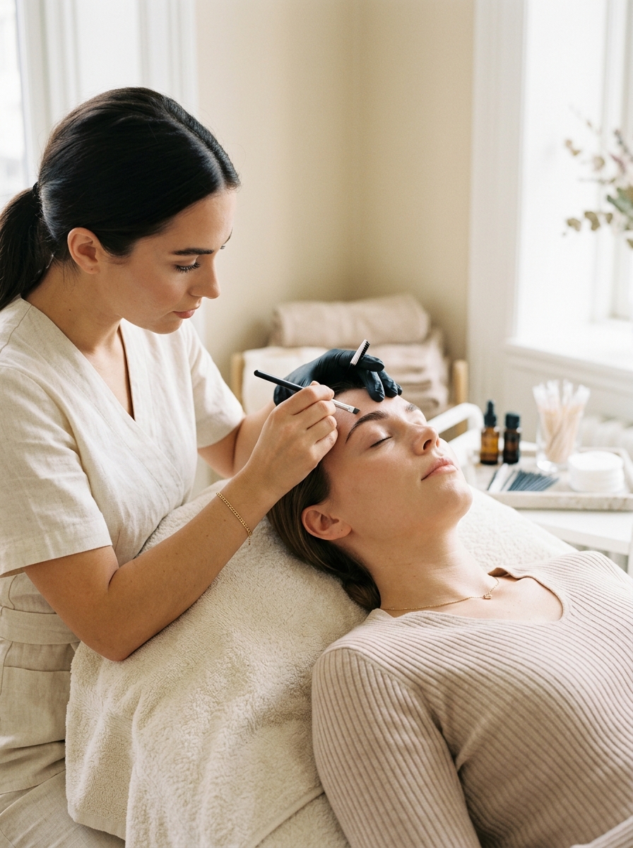 [OWNER NAME], licensed lash artist, at work in the studio